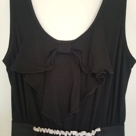 IZ BYER Black and White Bow Tank Stripe skirt Mini Dress (size M) - Picture 3 of 4